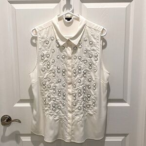 Ann Taylor Sleeveless Beaded Sequined Shirt